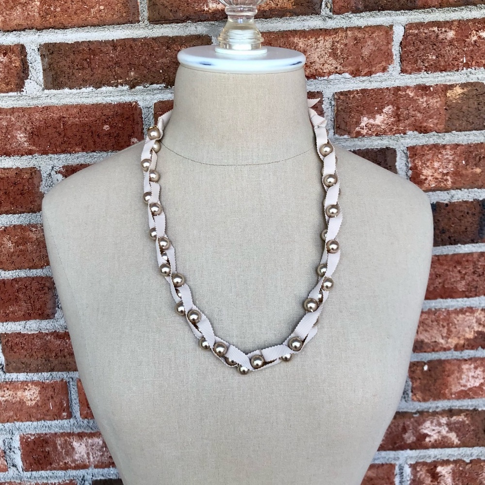 Stella & Dot Olivia Pearl & Ribbon Necklace
